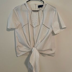 White tie crop blouse - Blue Rain - M